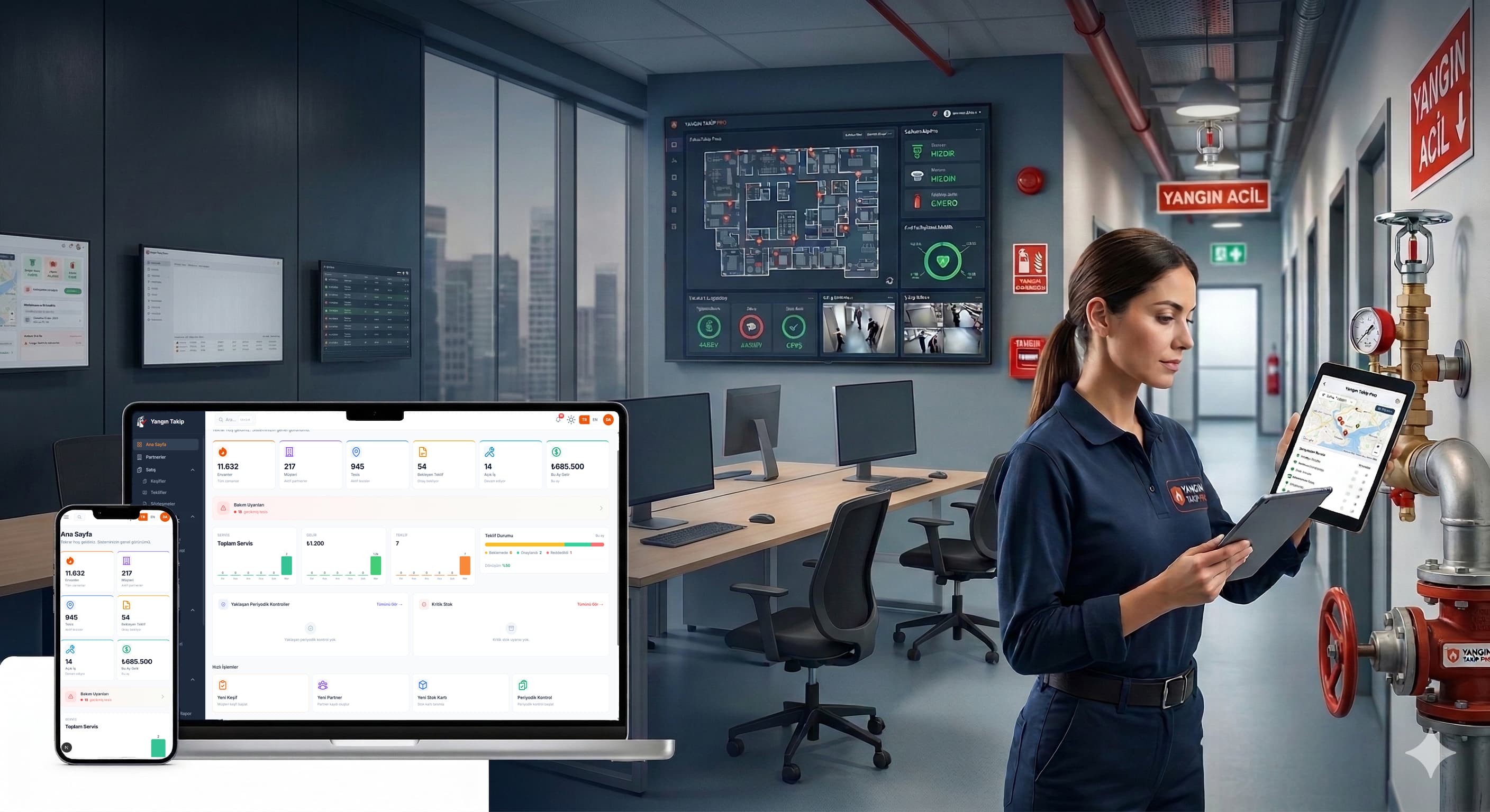 Yangın Takip uygulaması dashboard ekran görüntüsü