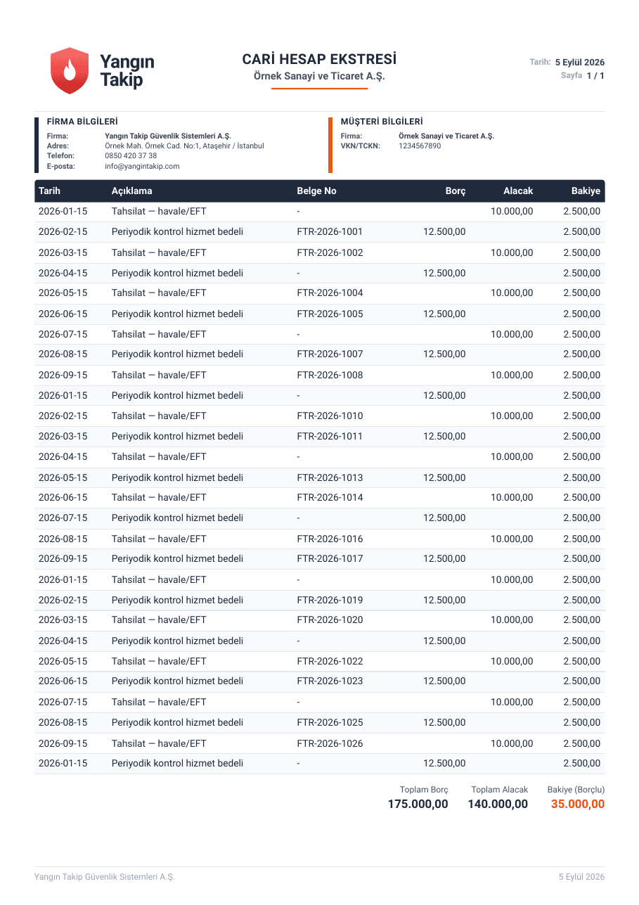 Account Statement — first page preview