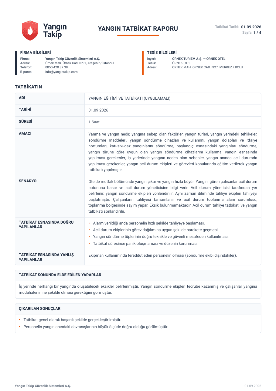 Fire Drill Report — first page preview
